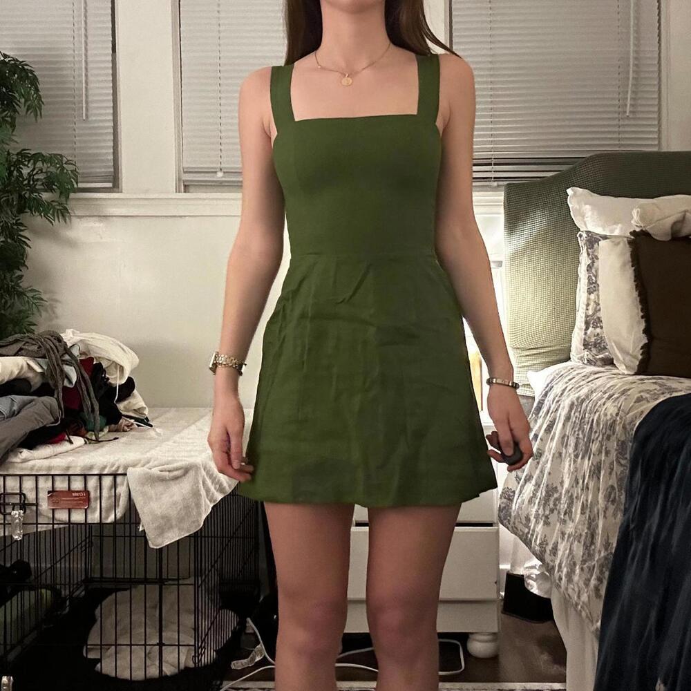 Reformation Forest Green Mini Dress